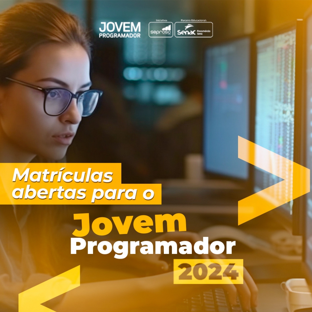 Matrículas abertas para os aprovados no Programa Jovem Programador 2024