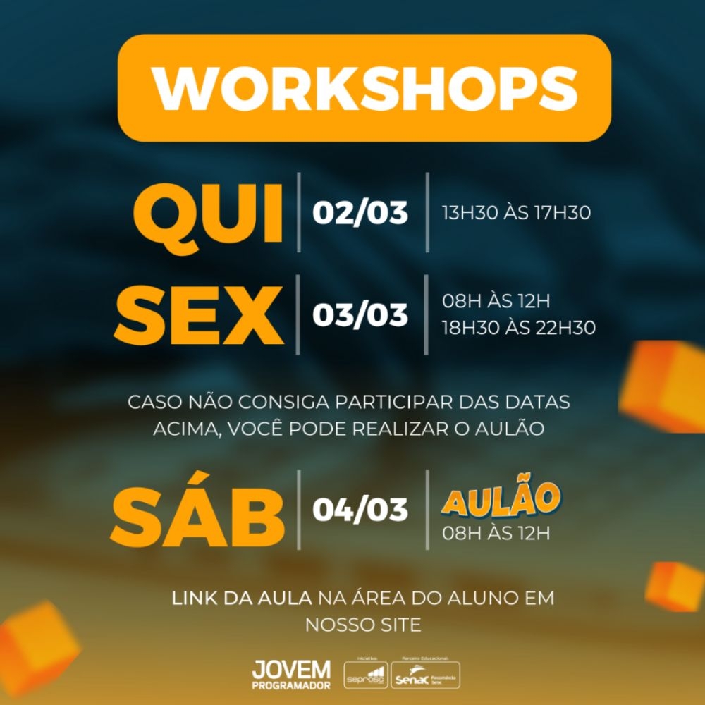 Workshop do Jovem Programador: saiba como vai funcionar