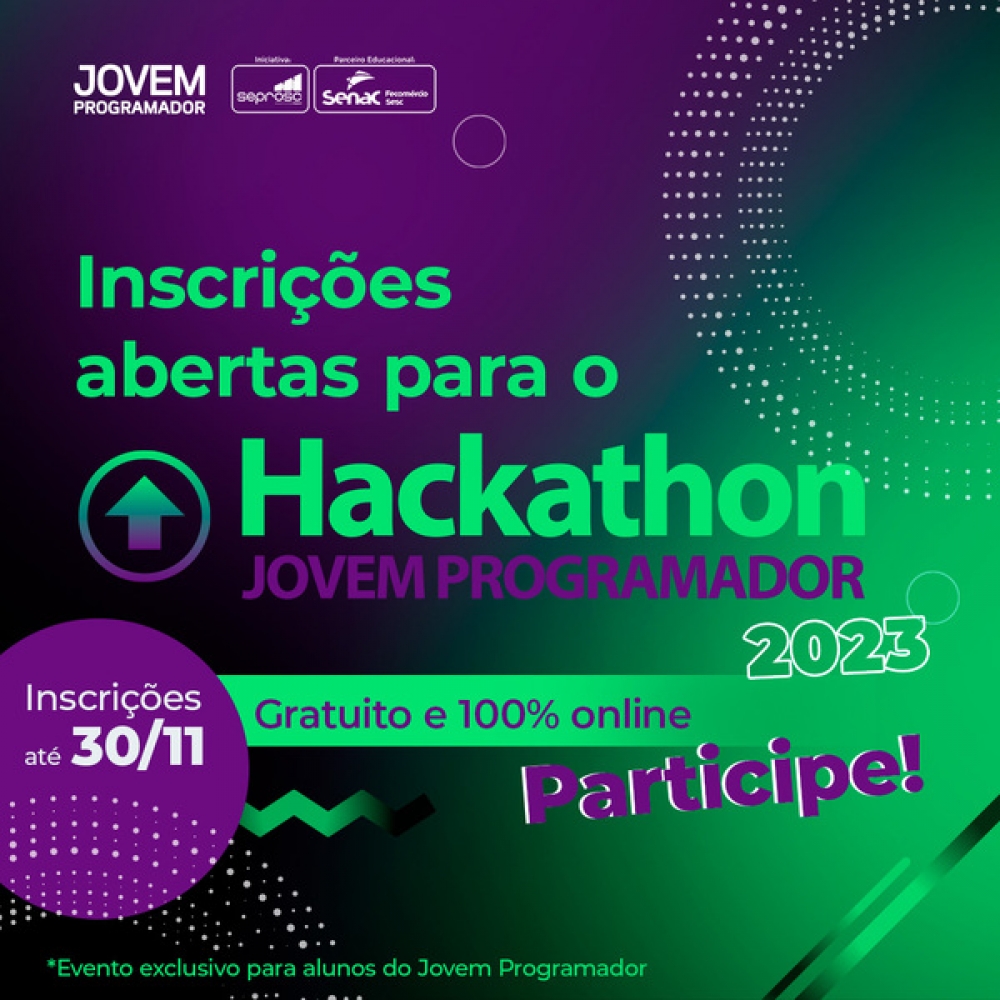 Inscrições abertas para o Hackathon do Programa Jovem Programador