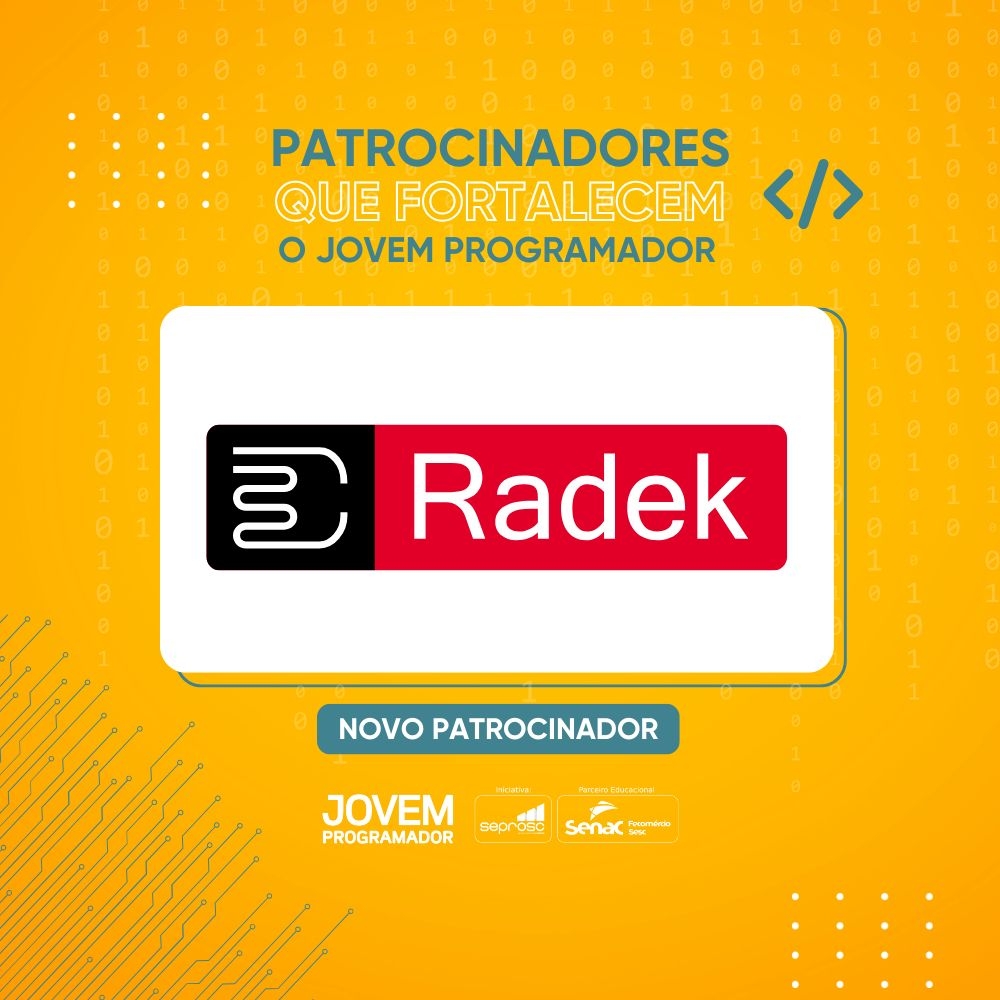 Radek Systems é a nova patrocinadora do Jovem Programador